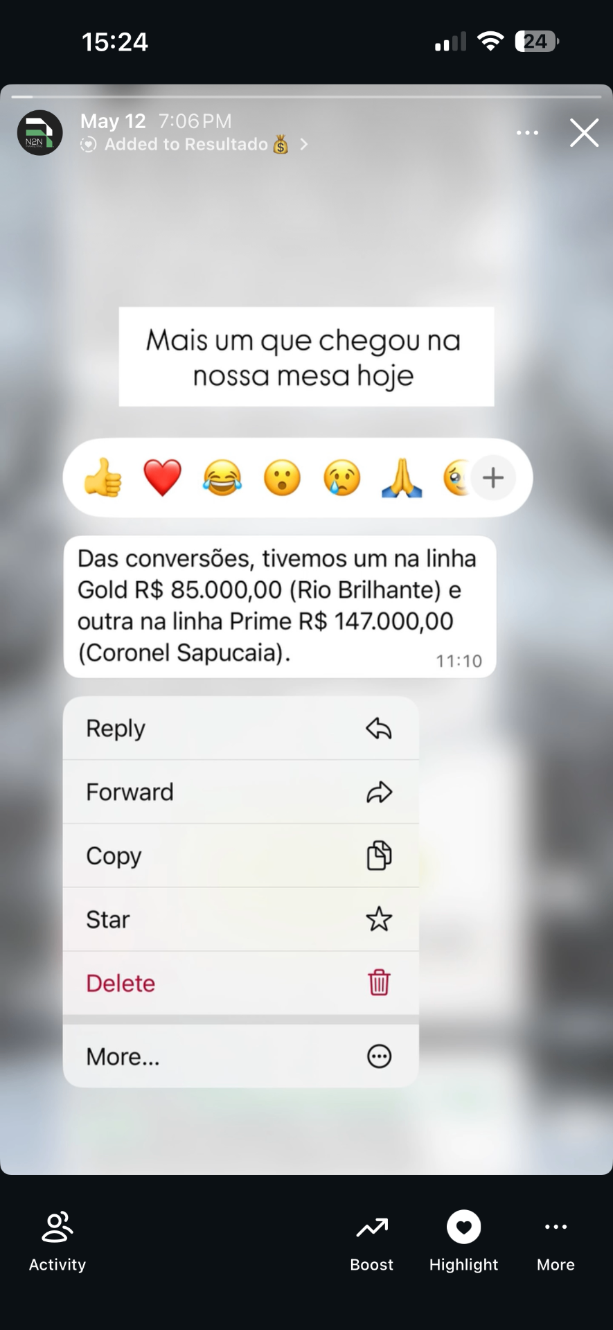 Resultado N2N — Vendas fechadas